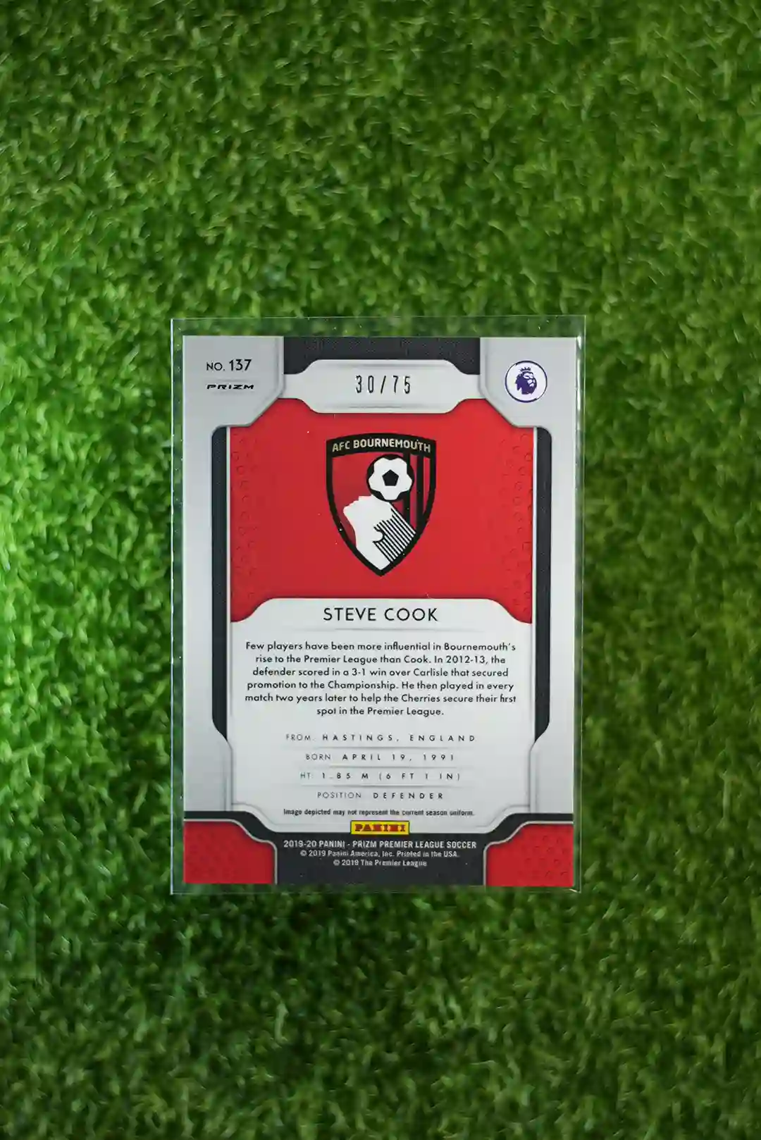 2019-20 Prizm Premier League Soccer Steve Cook Purple Prizm 30/75 - Image 2