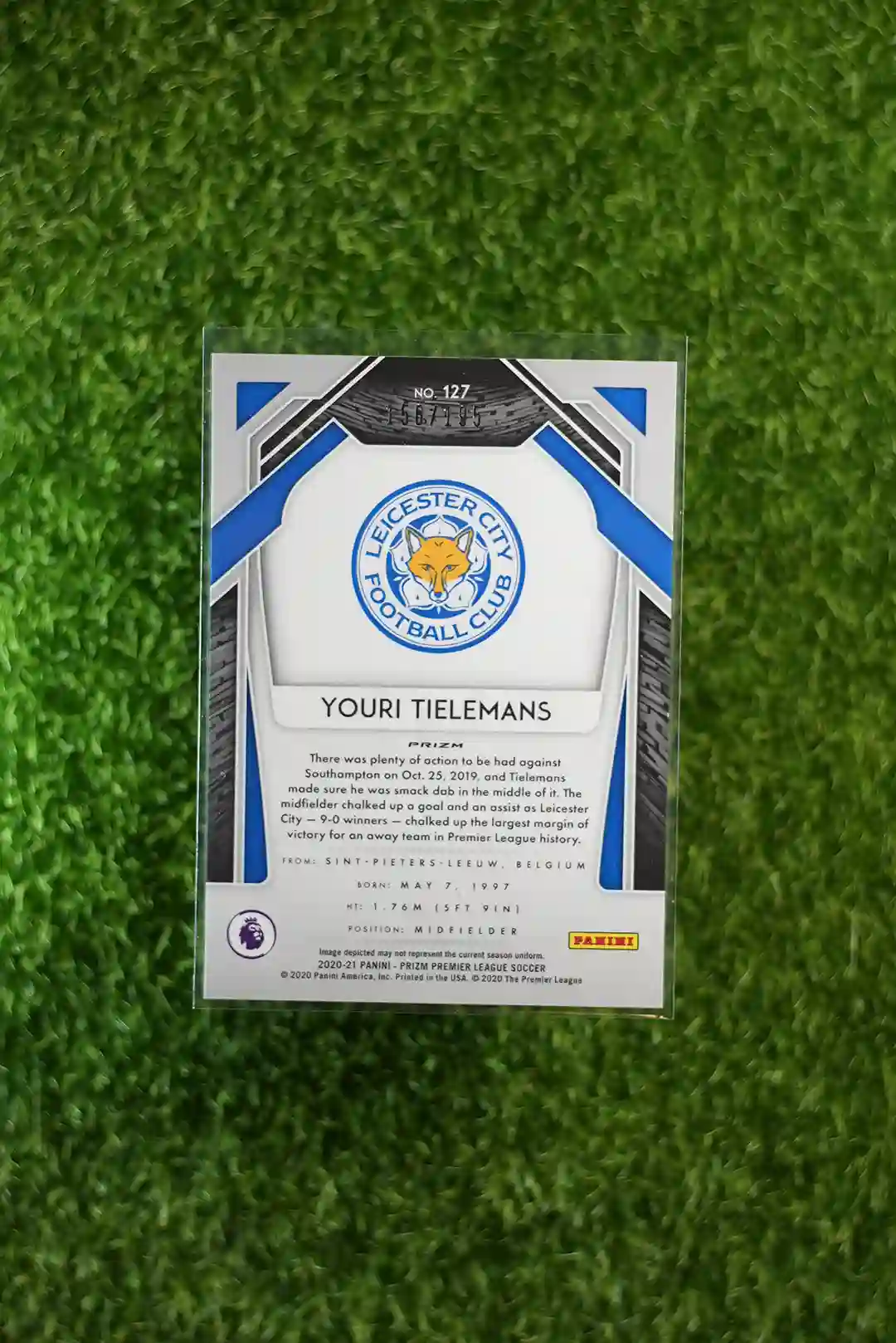 2020-21 Panini Prizm Premier League Soccer Youri Tielemans 50/175 - Image 2