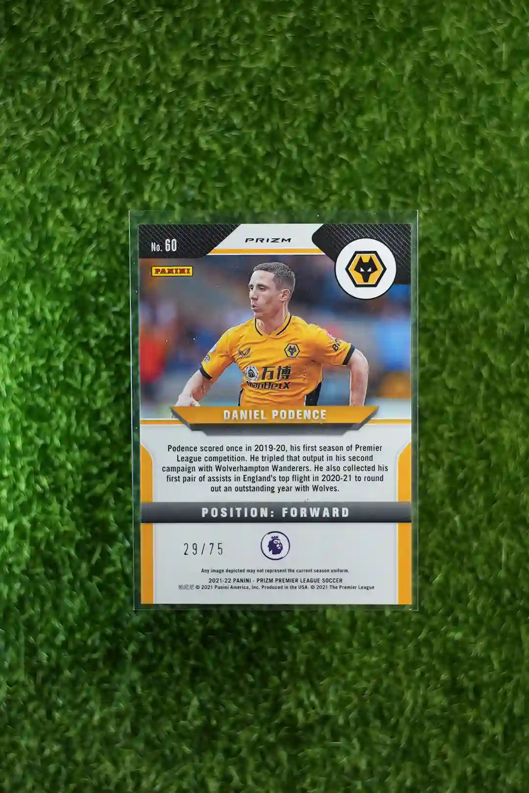 2021-22 Prizm Premier League Soccer Daniel Podence Blue Prizm 29/75 - Image 2