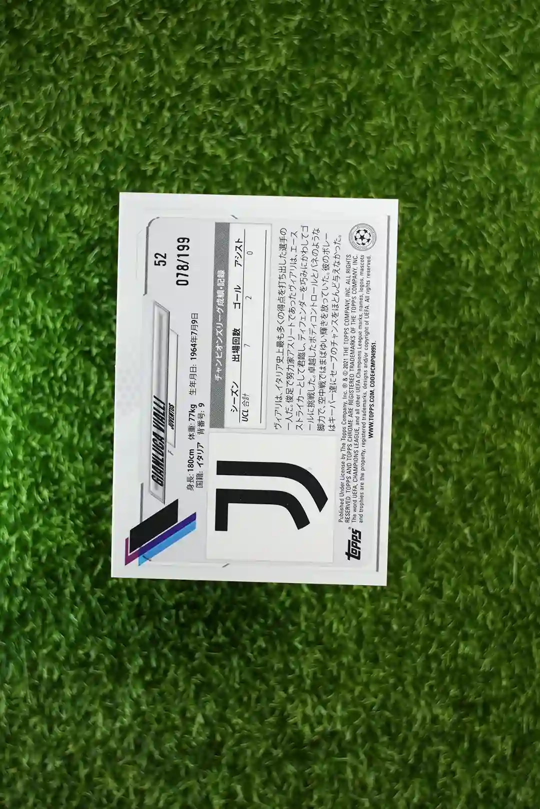 2020-21 Topps Chrome UEFA Champions League Gianluca Vialli Refractor 078/199 No 52 - Image 2