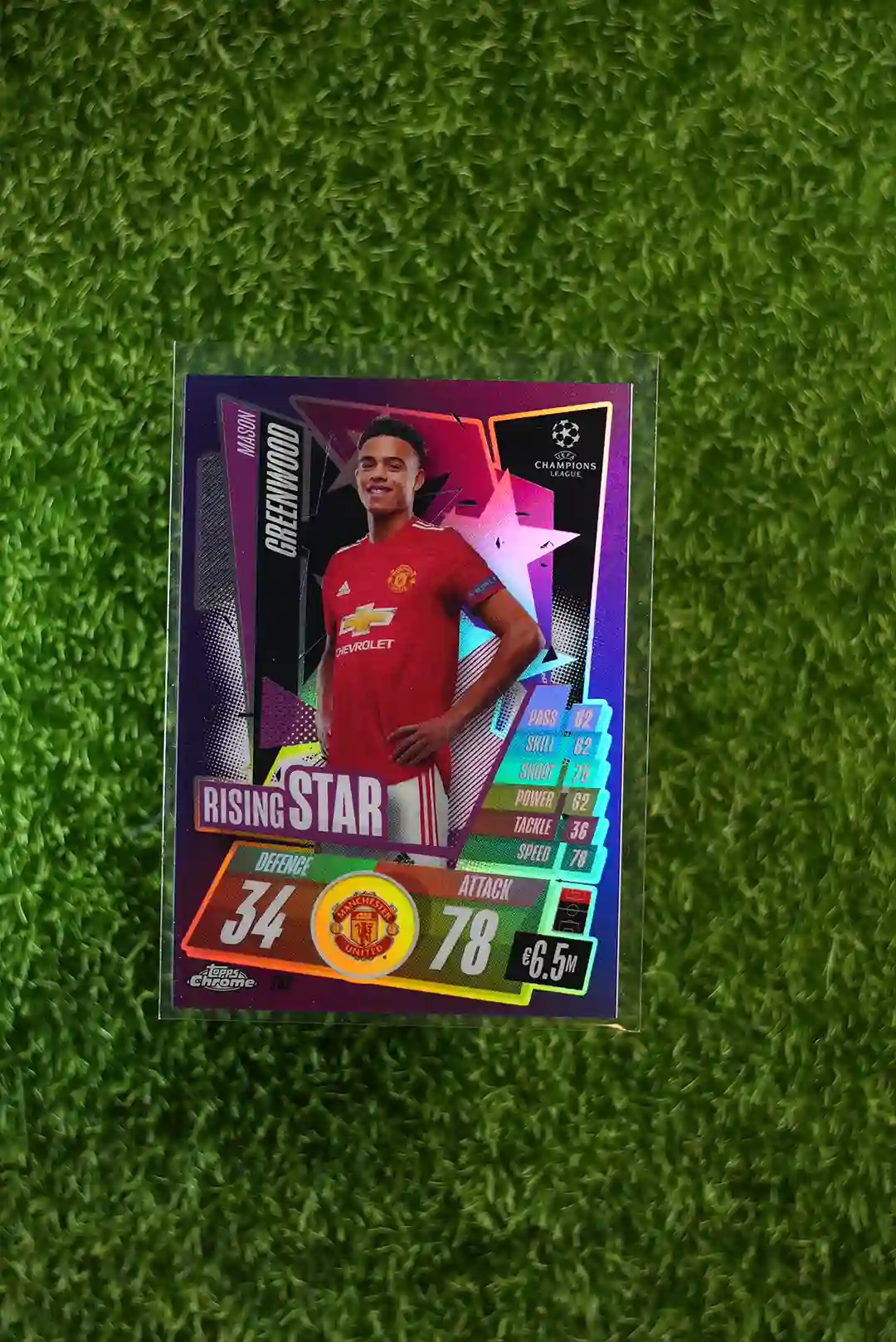 2021 Topps Match Attax Chrome Mason Greenwood Rising Star 001/299