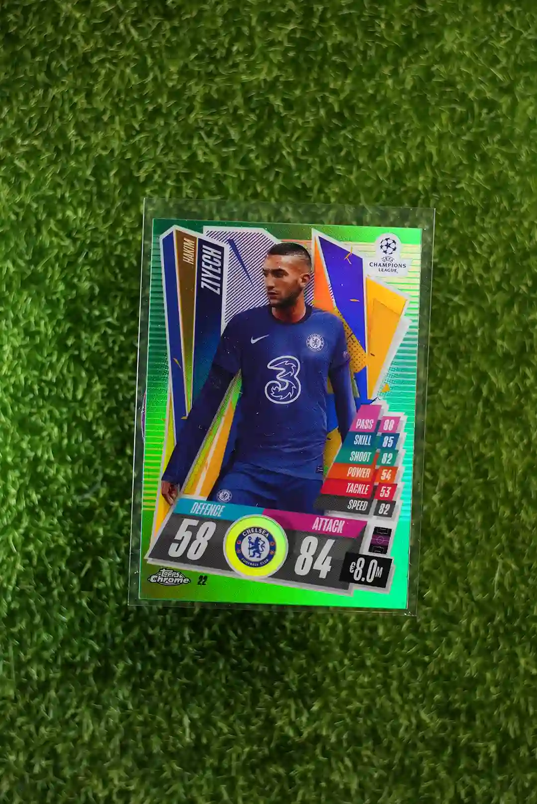 2020 Topps Match Attax UCL/UEL Hakim Ziyech Green Chrome 006/099