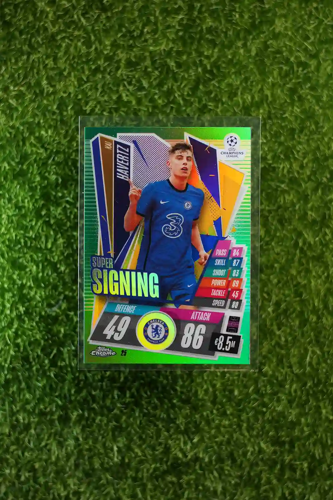 2020 Topps Match Attax UCL/UEL Kai Havertz Super Signing Green Chrome 001/099