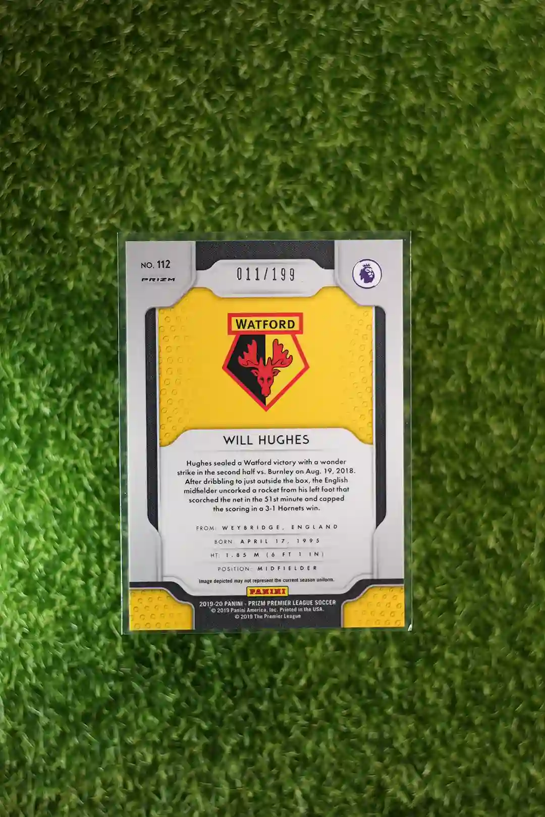 2019-20 Prizm Premier League Soccer Will Hughes Blue Prizm RC - Image 2