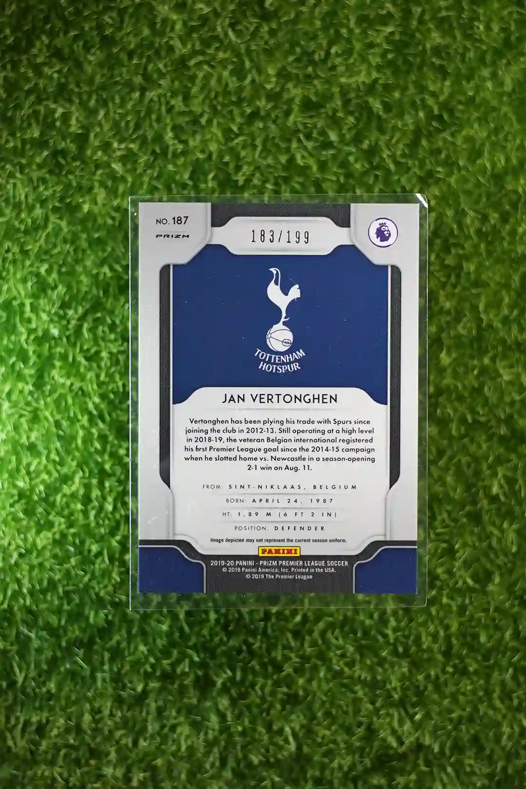 Jan Vertonghen - 2019-20 Panini Prizm Premier League Soccer Blue Prizm (163/199) - Image 2