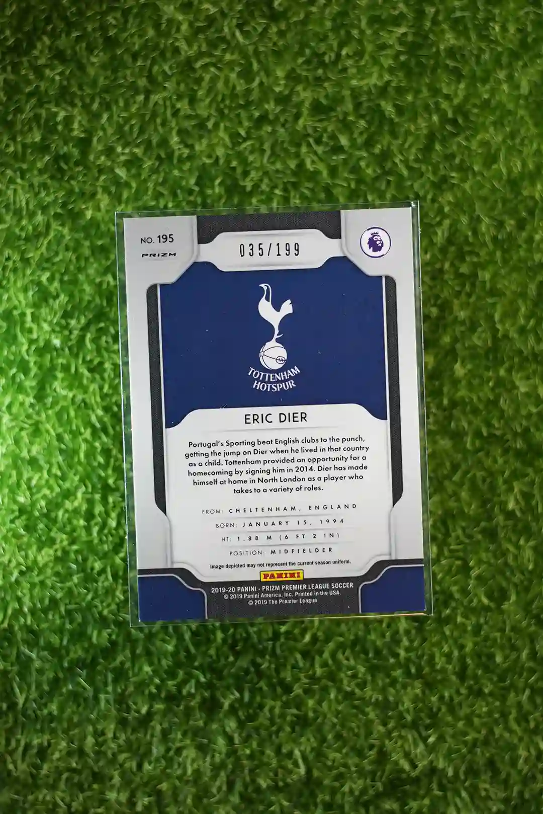 2019-20 Panini Prizm Premier League Soccer Eric Dier Blue Prizm 035/199 - Image 2