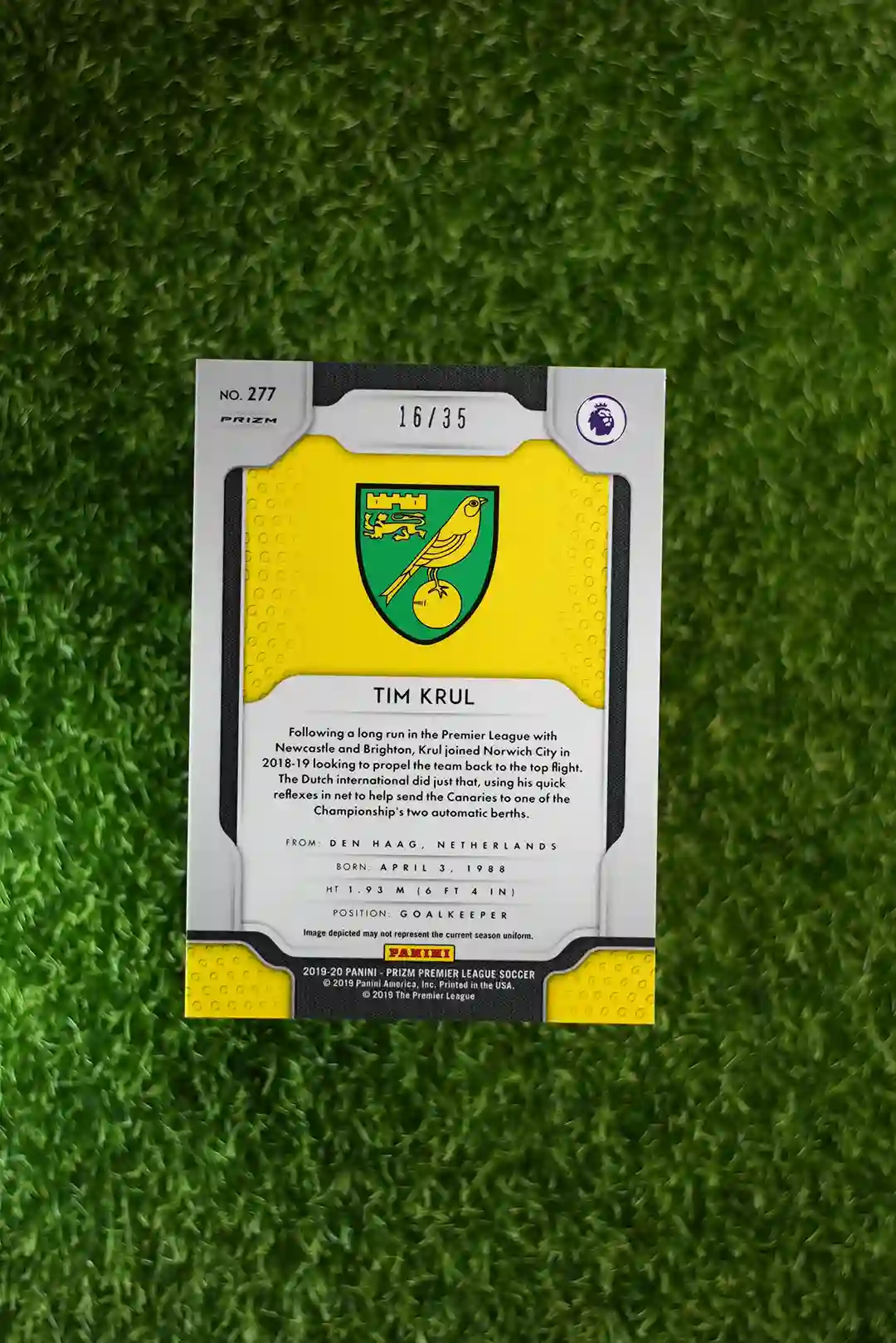 2019-20 Prizm Premier League Soccer Tim Krul No 277 16/35 - Image 2