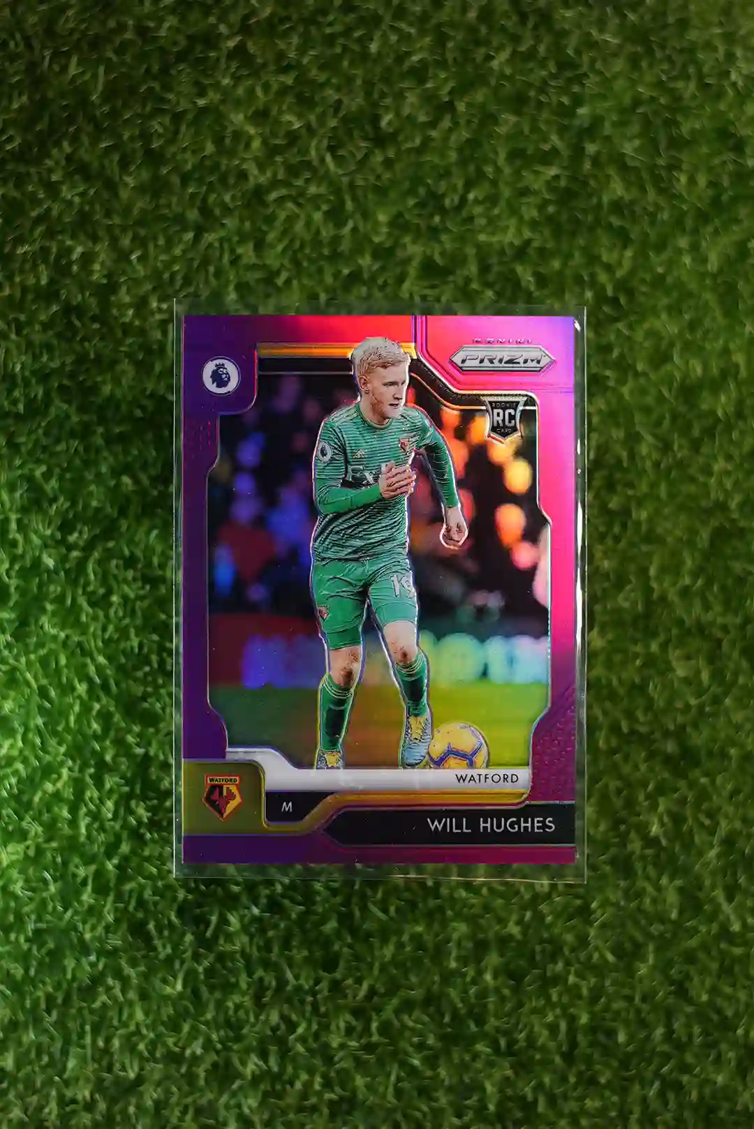 2019-20 Prizm Premier League Soccer Will Hughes Pink Shimmer Prizm RC 57/99