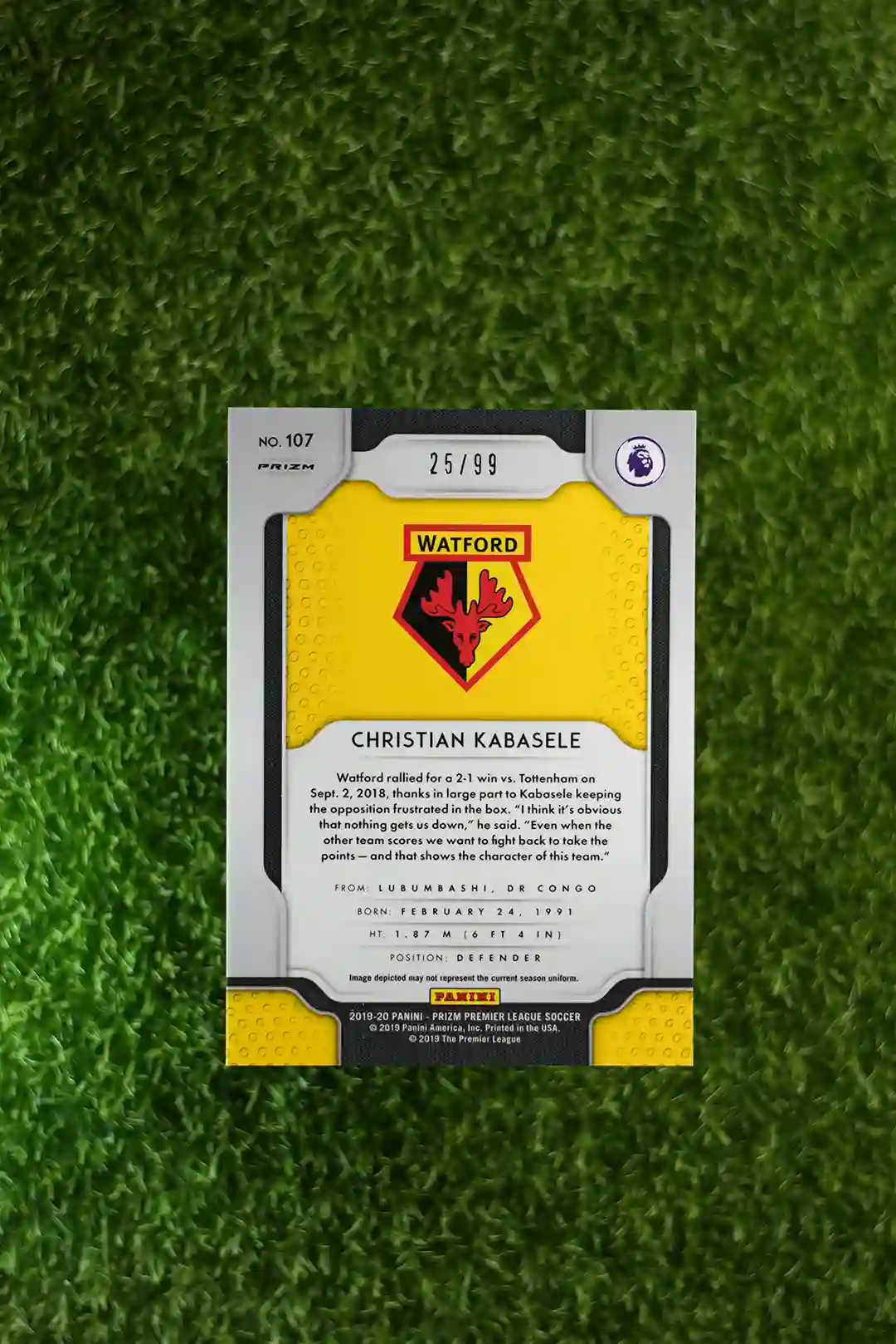 2019-20 Panini Prizm Christian Kabasele Purple Prizm RC 25/99 - Image 2