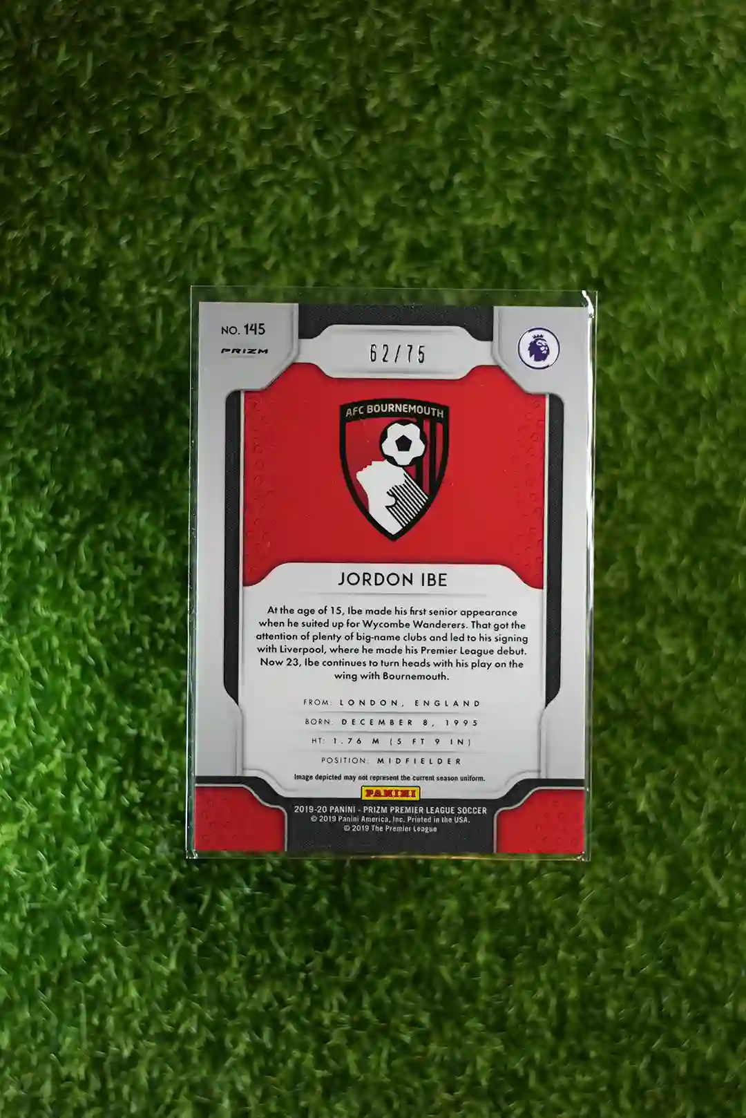 Jordon Ibe - AFC Bournemouth - 2019-20 Panini Prizm Premier League Soccer Purple Prizm - Image 2