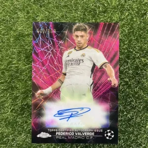 2023/24 Topps Chrome Real Madrid C.F. Federico Valverde Topps Chrome UEFA Club Competitions BLA-FV Certified Auto, Black Lazer  9/199